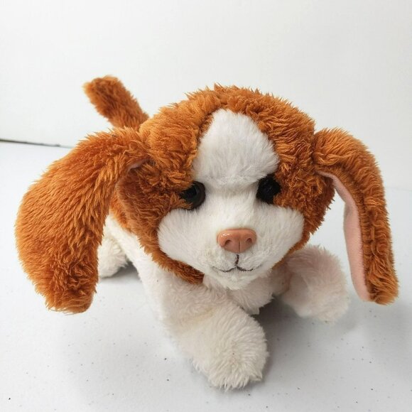 𝅺FURREAL Friends Plush New Born Puppy Dog Stuffed Animal 2012  Brown White - Picture 1 of 8